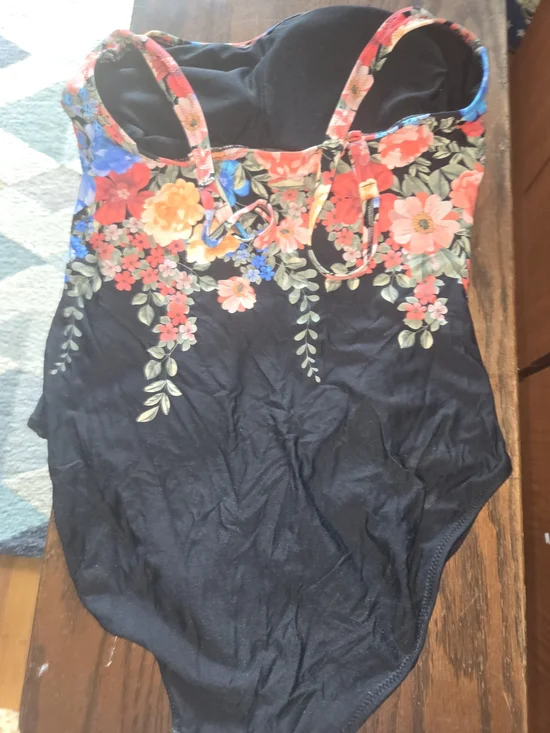 Johnny Was Floral Black One-Piece Swimsuit XL - Picture 3 of 6